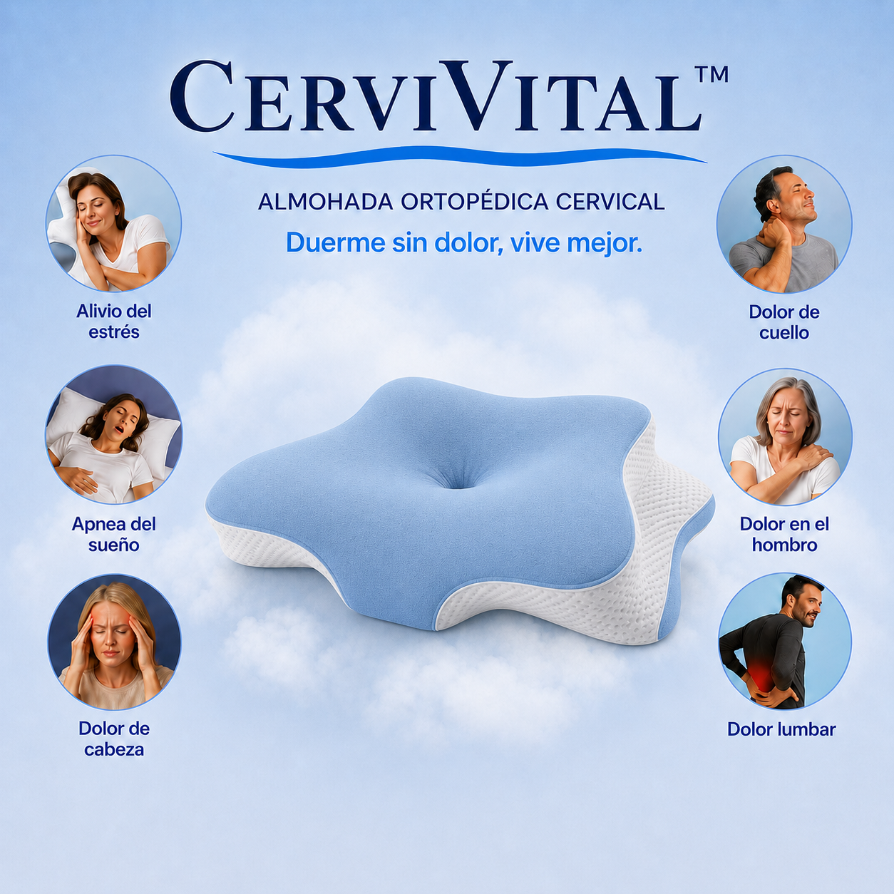 CerviVital™ – Almohada Cervical Ortopédica